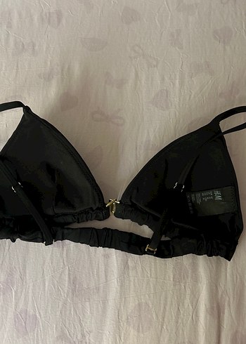 42 Beden siyah Renk Siyah Fırfırlı İnce Askılı Bikini Üstü