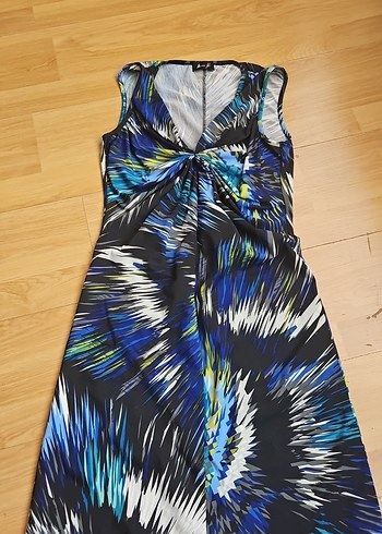 Mavi Tie-Dye Desenli Uzun Hamile Abiyesi