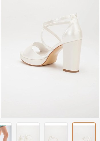 Beyaz Tokalı Platform Topuklu Kadın Abiye Ayakkabı - Görsel 3