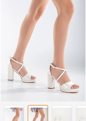 Beyaz Tokalı Platform Topuklu Kadın Abiye Ayakkabı - Görsel 6