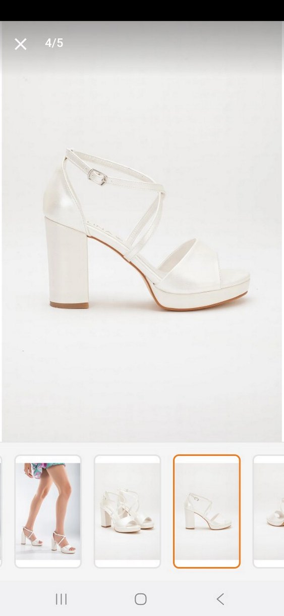 Beyaz Tokalı Platform Topuklu Kadın Abiye Ayakkabı - Görsel 4