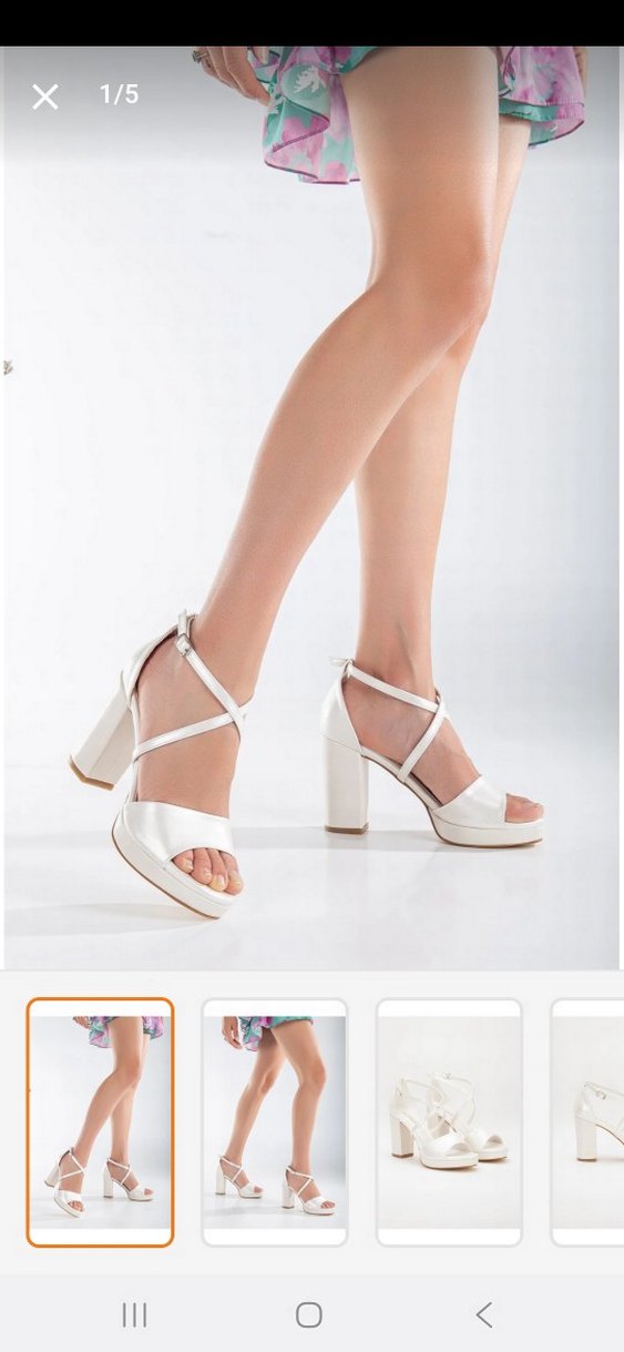 Beyaz Tokalı Platform Topuklu Kadın Abiye Ayakkabı - Görsel 2