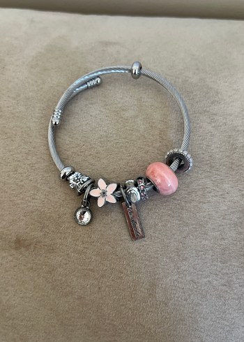 Pembe Boncuklu Bohem Çiçekli Kadın Bileklik