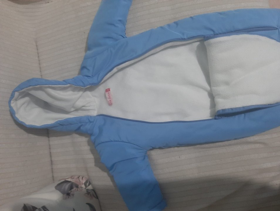 Mavi Bebek Tulum Kapüşonlu Fermuarlı - Görsel 4