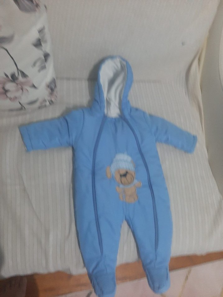 Mavi Bebek Tulum Kapüşonlu Fermuarlı - Görsel 3