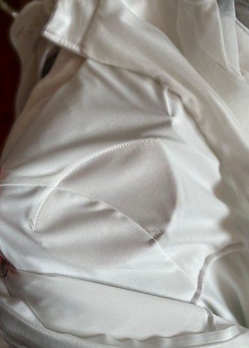 Uzun Beyaz İşlemeli Nikah Elbisesi - Görsel 5