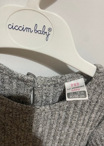 LC Waikiki Kız Çocuk Gri Triko Çiçekli Uzun Kollu Elbise
