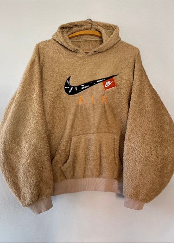 Nike Air Bej Pelus Kapusonlu Sweatshirt