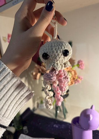 Pembe Örgü Ahtapot Anahtarlık - Görsel 5