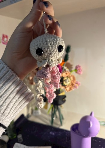 Pembe Örgü Ahtapot Anahtarlık - Görsel 7