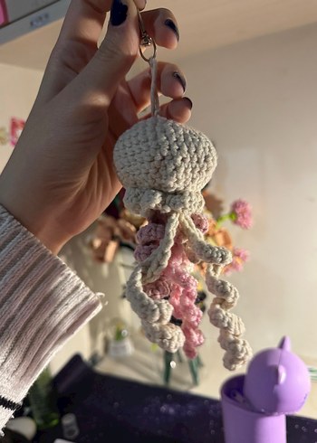 Pembe Örgü Ahtapot Anahtarlık - Görsel 6