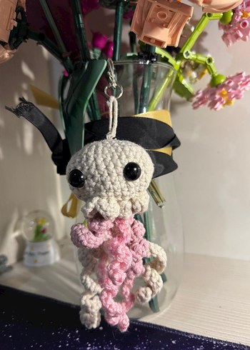 Pembe Örgü Ahtapot Anahtarlık - Görsel 2