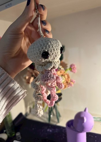 Pembe Örgü Ahtapot Anahtarlık - Görsel 4