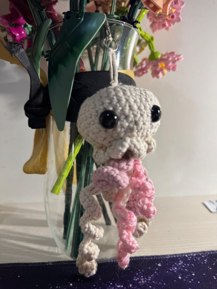 Pembe Örgü Ahtapot Anahtarlık - Görsel 3