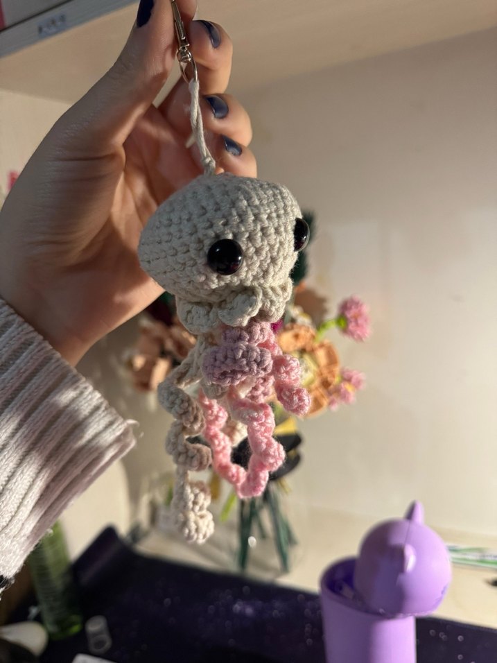 Pembe Örgü Ahtapot Anahtarlık - Görsel 4