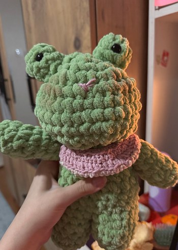 Pastel Yeşil Peluş Kurbağa Oyuncak - Görsel 4