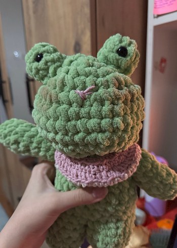 Pastel Yeşil Peluş Kurbağa Oyuncak - Görsel 5