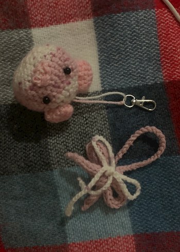 Pembe Örgü Bohem Anahtarlık - Görsel 2