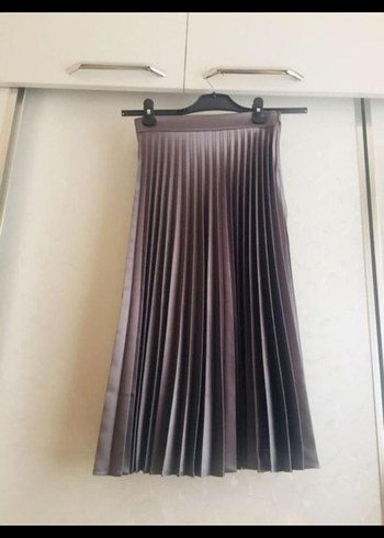 Kadın Gri Pilili Uzun Etek