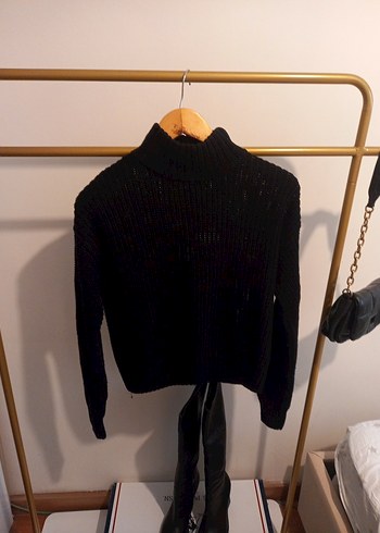 H&M Siyah Yarım Balıkçı Triko Kazak
