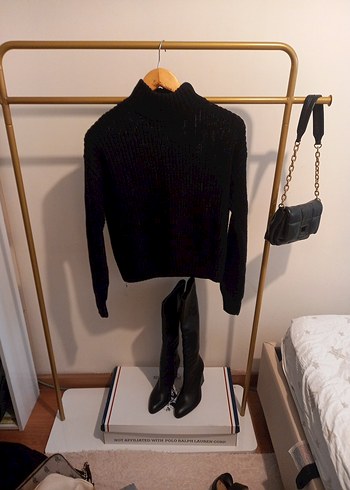 H&M H&M Siyah Yarım Balıkçı Triko Kazak