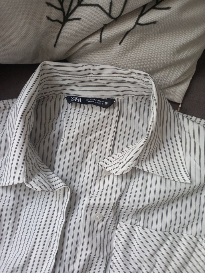 zara Çizgili Crop Gömlek — görsel 3/6