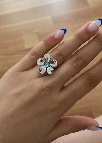 Diğer Mavi Taşlı Çiçekli Kadın Yüzük