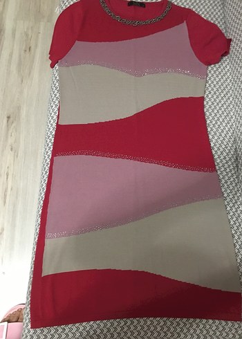 Kısa Kollu, Kayık Yaka Kadın Triko Elbise