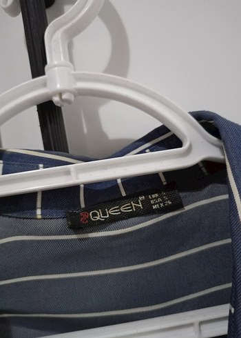 Diğer Düğmeli, Çizgili Mavi Denim Kadın Gömlek