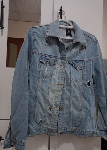 Diğer Düğmeli Mavi Kadın Denim Ceket