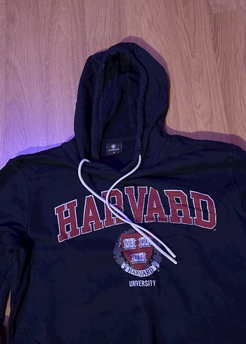 m Beden Kapüşonlu Uzun Kollu Mavi Sweatshirt