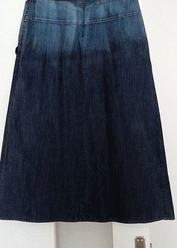 Lacivert Pilili Midi Kot Etek - Görsel 2