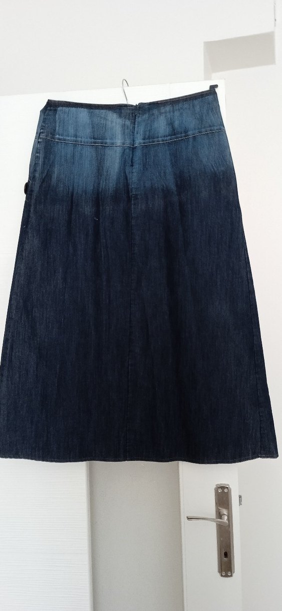 Lacivert Pilili  Midi Kot Etek - Görsel 2