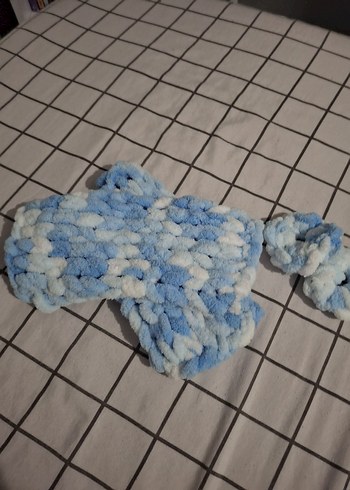 Mavi Örgü Bohem Kadın Eldiveni - Görsel 2