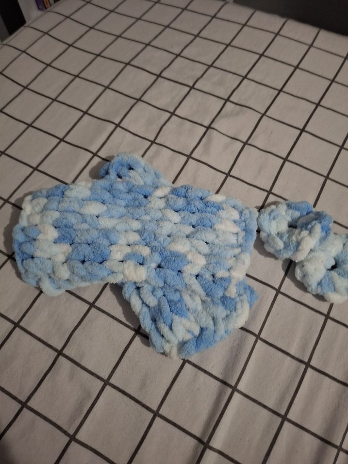 Mavi Örgü Bohem Kadın Eldiveni - Görsel 2