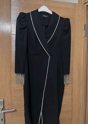 Diğer Siyah İslemeli Kadin Blazer Ceket Elbise