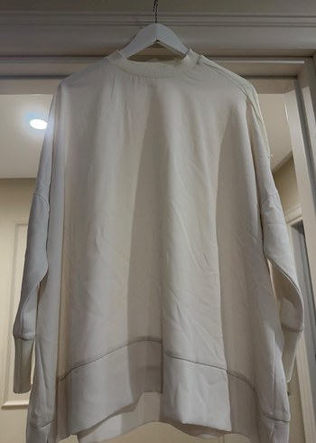 Diğer Ekru Oversize Bisiklet Yaka Sweatshirt
