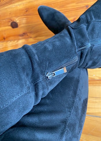 Kadın siyah Süet Dizüstü Botlar - Görsel 5