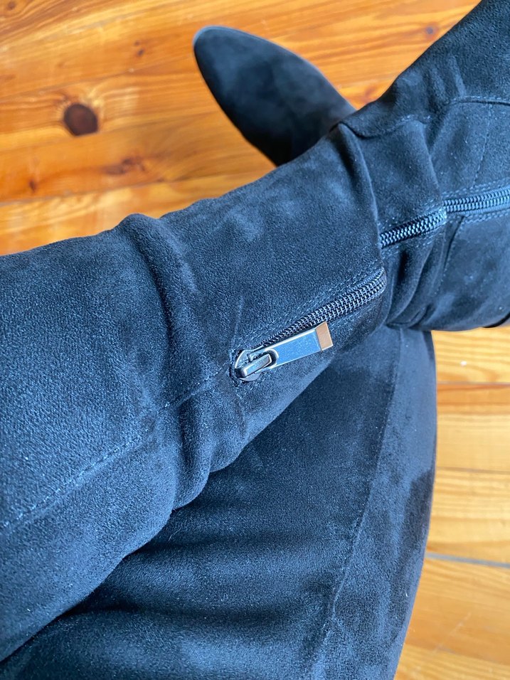 Kadın siyah Süet Dizüstü Botlar - Görsel 5