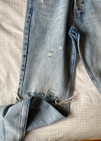 Düğmeli Bol Kesim Midi Kot Pantolon - Görsel 2