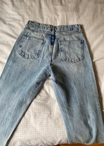 Düğmeli Bol Kesim Midi Kot Pantolon - Görsel 4