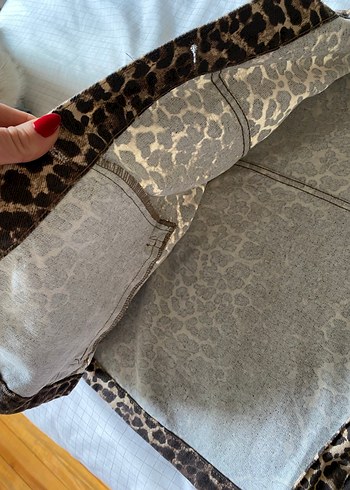 Düğmeli Leopar Desenli Kahverengi Kadın Ceket - Görsel 5