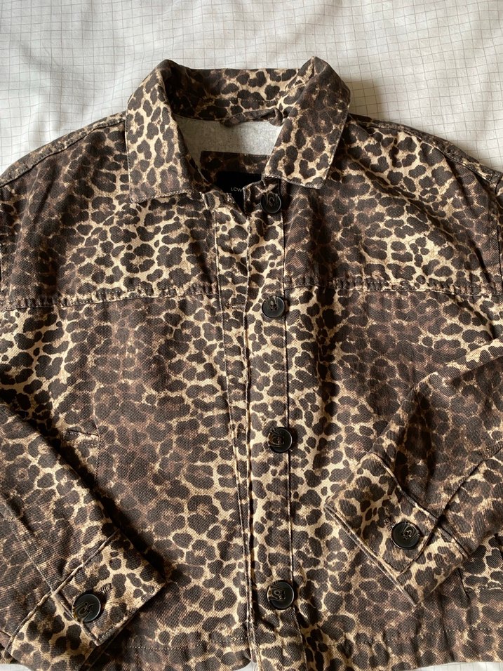 Düğmeli Leopar Desenli Kahverengi Kadın Ceket - Görsel 2