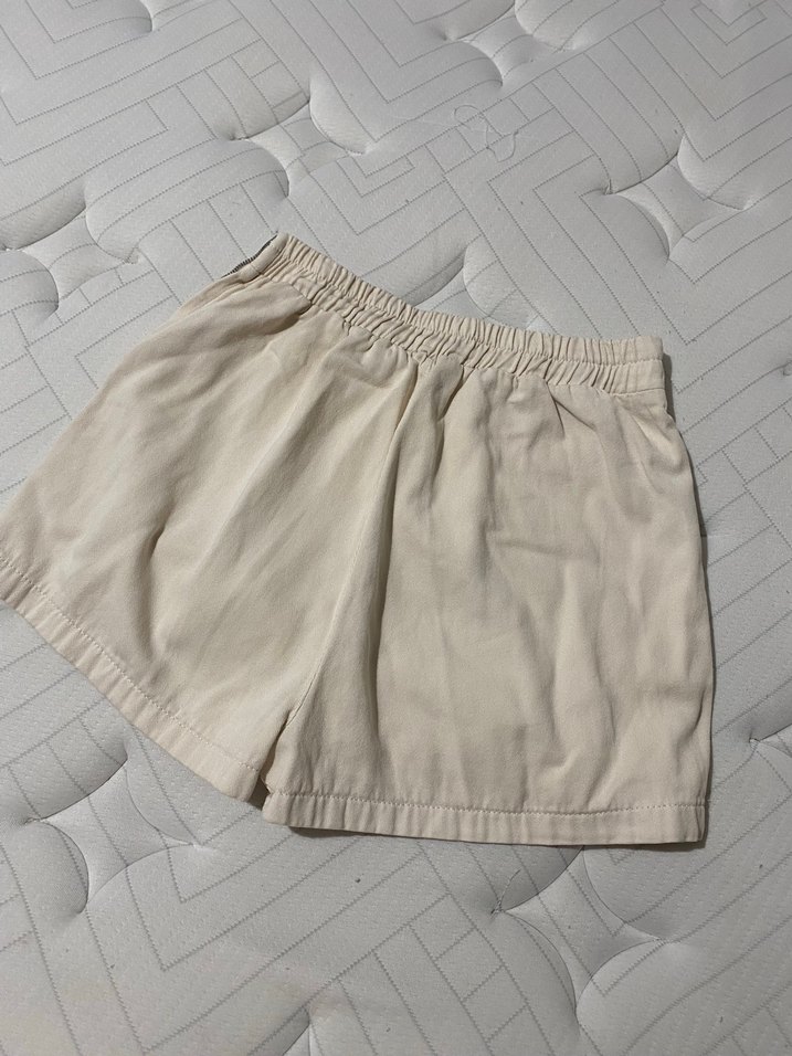 Bej Keten Hamile Mini Şort - Görsel 4