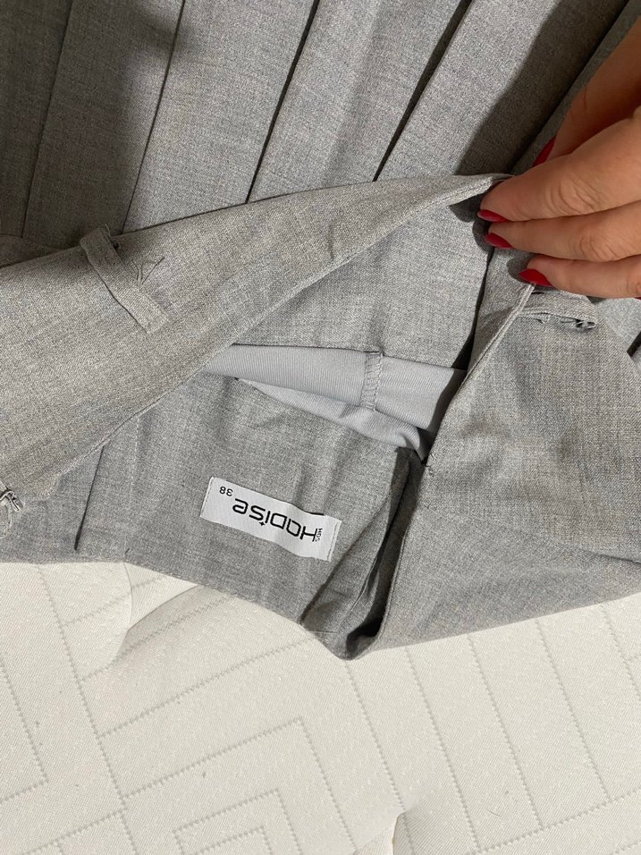 Gri Pilili Midi Etek - Görsel 2