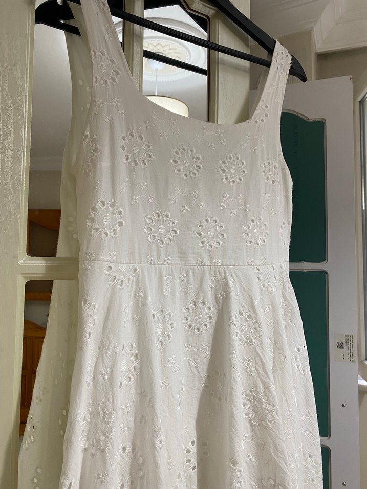 Beyaz Nakışlı Bohem Midi Elbise - Görsel 2