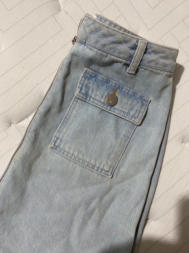 Fermuarlı Mavi Denim Mini Etek - Görsel 4