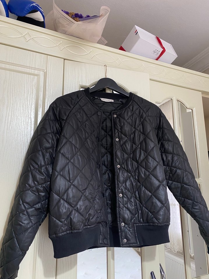 Düğmeli Siyah Deri Kadın Ceket - Görsel 2