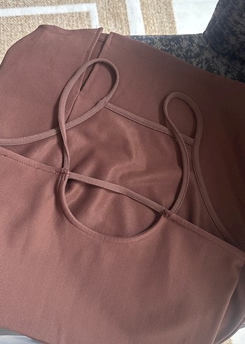 Kahverengi Drapeli Yüksek Yakalı Uzun Elbise - Görsel 2