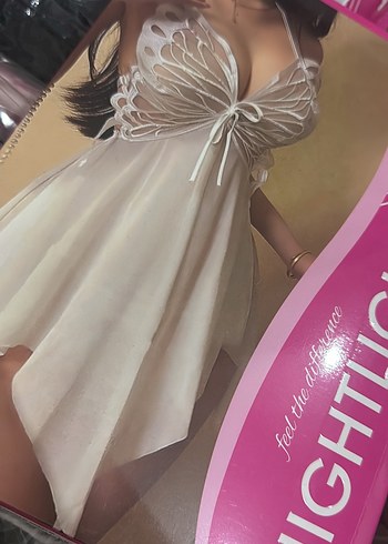 Beyaz Bohem Strappy Midi Gecelik